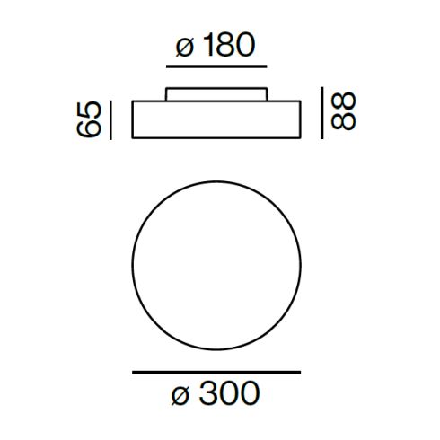VELA 300 SURFACE D-I SOFT Ceiling luminaire, white