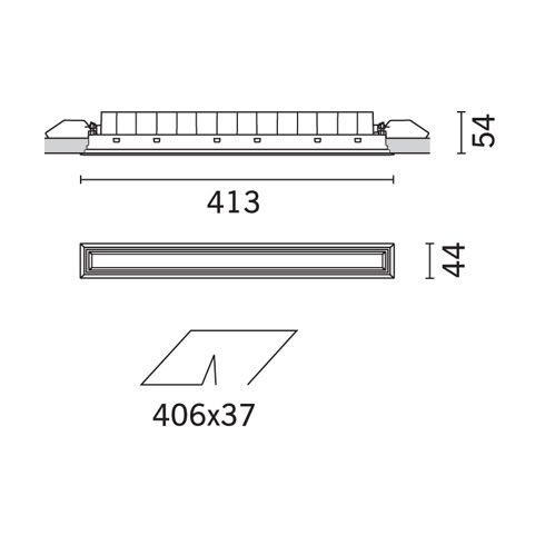 Laser Blade Frame General - 32W Recessed LED ceiling luminaire, white-black