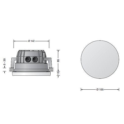 89777 Recessed ceiling and wall luminaire