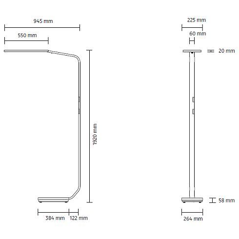 Force One POWER glossy white LED floor luminaire 4000K