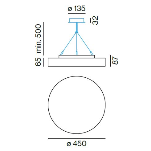 VELA 450 SUSPENDED D-I POWER Pendant luminaire, white