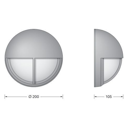 24344A LED wall luminaire, silver