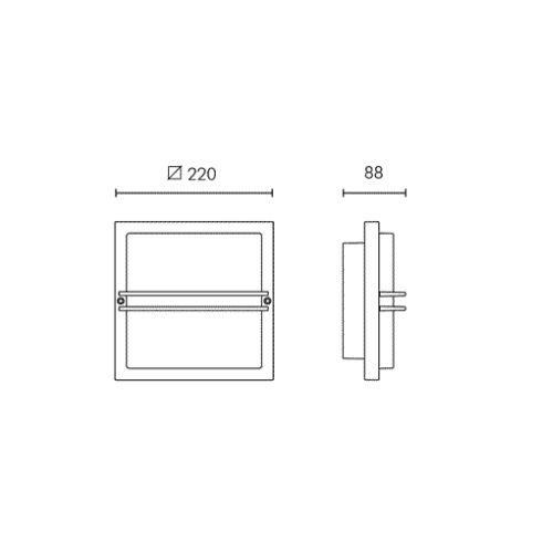 ZEN SQUARE 220 grey LED wall and ceiling luminaire