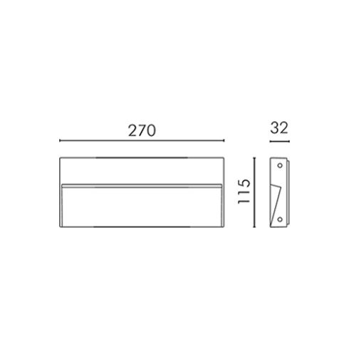 SKILL RECTANGULAR grey LED wall luminaire