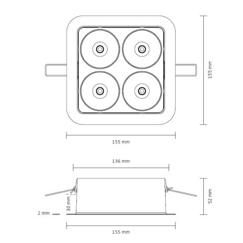 Q Four IN 80° 2700K Recessed ceiling luminaire, black