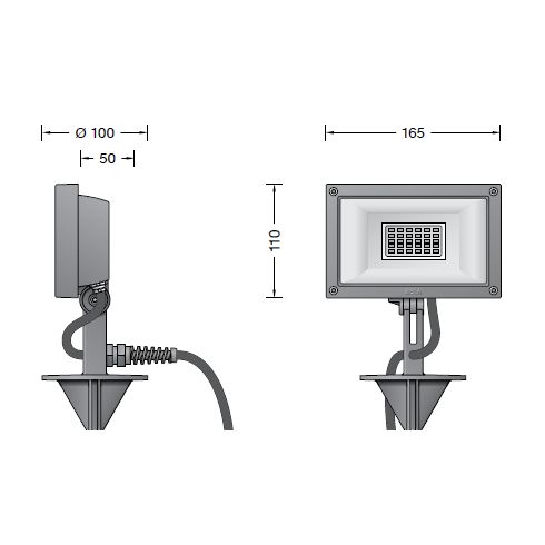 84361K3 LED floodlight with earthspike, graphite