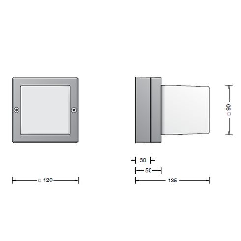 22432A Wall, ceiling and pillar luminaire, silver