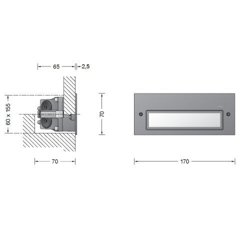 24063AK3 LED recessed wall luminaire, silver