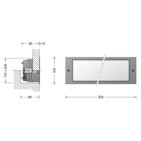 33159K3 Recessed LED wall luminaire, graphite