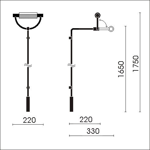 Gradi parete con stelo retinato Wall luminaire, chrome