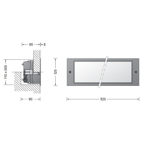 33159AK3 Recessed wall luminaire, silver