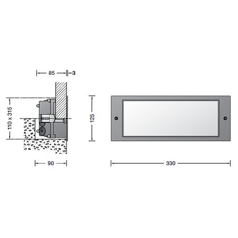 33155AK3 Recessed LED wall luminaire, silver