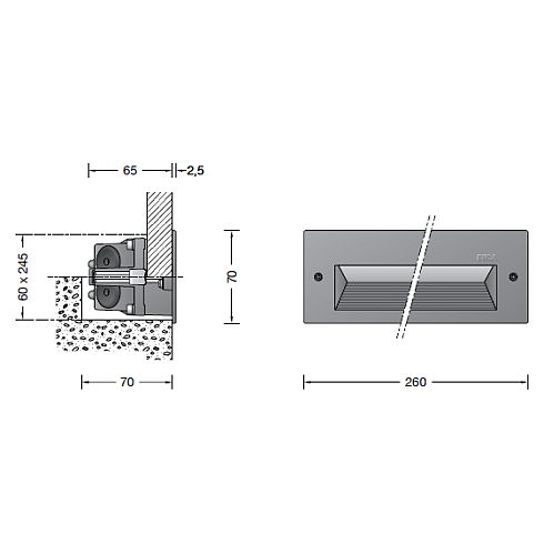 33054K3 Recessed LED wall luminaire, graphite