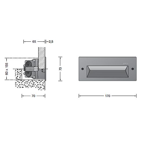 33053AK3 Recessed LED wall luminaire, silver