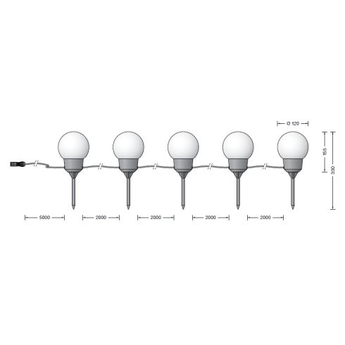 24379K3 - BEGA Plug & Play 48V 5 x portable garden luminaire, graphite