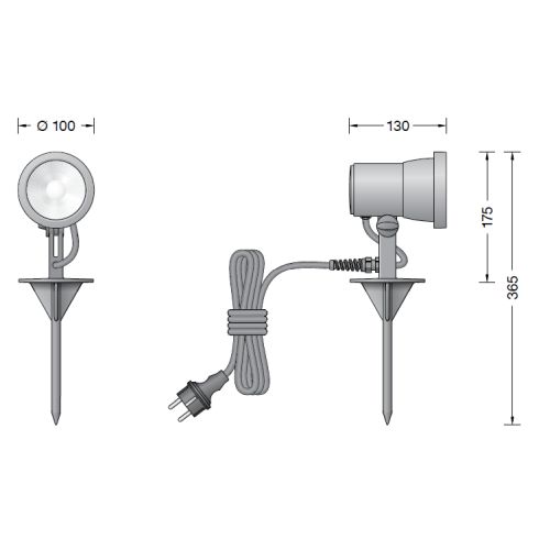 85009K3 LED floodlight with earth spike, graphite