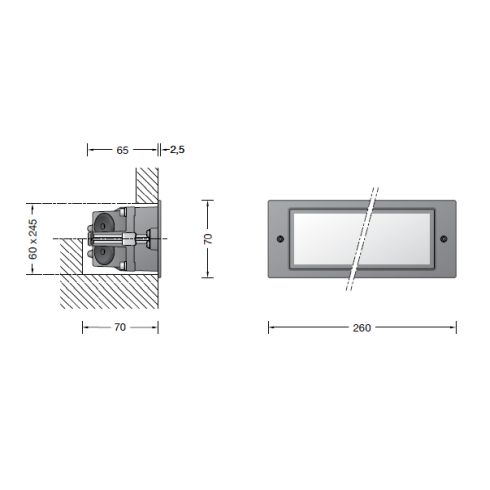 33165 Recessed LED wall luminaire, graphite