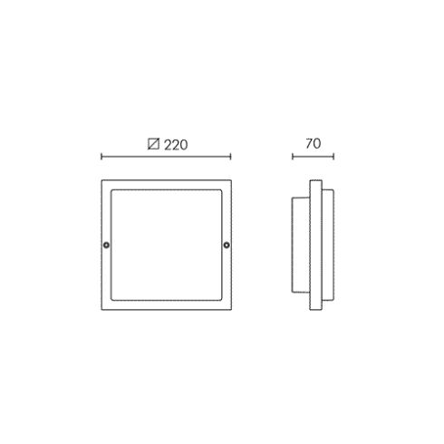 ZEN SQUARE 220 grey LED wall and ceiling luminaire