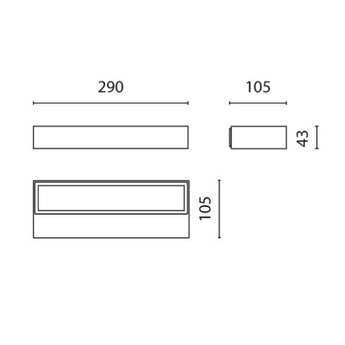 PLAN HORIZONTAL grey LED wall luminaire